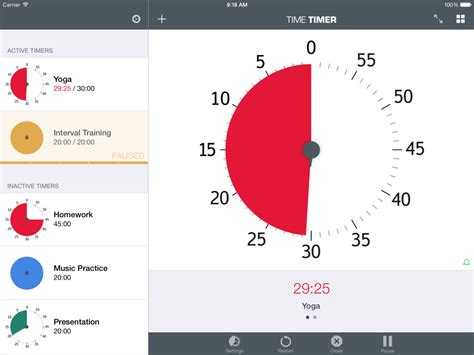 Ipad Ios Simulator Screen Shot List View Running Timer Timetimer