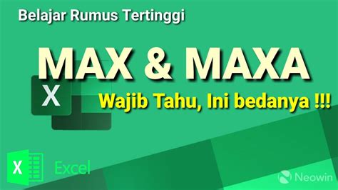 Rumus Max And Maxa Excel Youtube