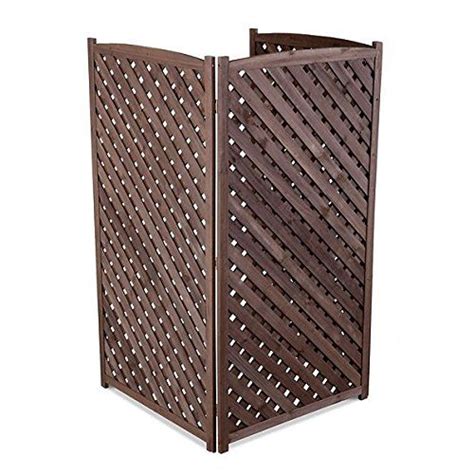 This privacy screen features four panels and five posts that can be arranged in multiple ways to customize your outdoor areas. Brown Outdoor 3 Panel Wood 60" Height Air Conditioner Scr ...