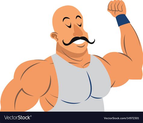 Strong Man Circus Character Muscle Bald With Vector Image