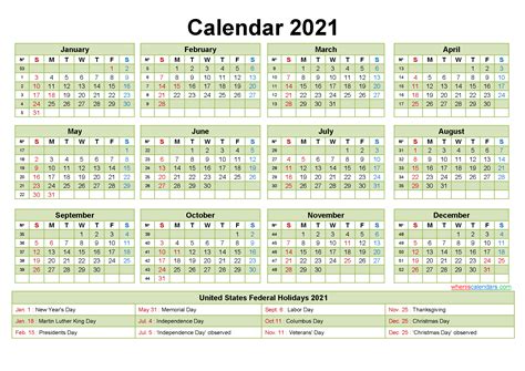 Computer Desktop Calendar 2021 With Holidays