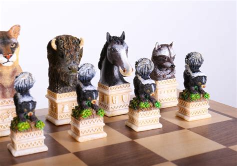 Wild Animals Of America Chess Set With Storage Board Chess House