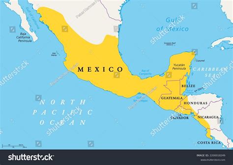 Ubicación De Mesoamérica Mapa Político Región Vector De Stock Libre