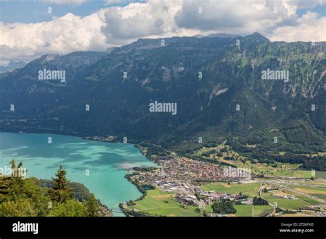 Interlaken And Lake Brienz Switzerland From Harder Kulm Stock Photo Alamy