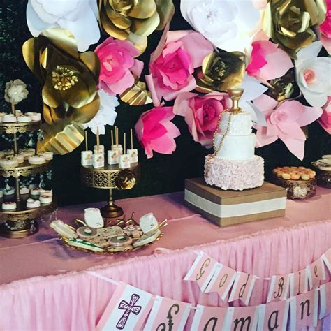 Pink And Gold First Holy Communion First Holy Communion Party Ideas