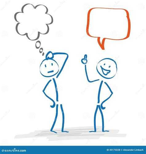 Stickman 2 Thought And Speech Bubble Stock Vector Illustration Of