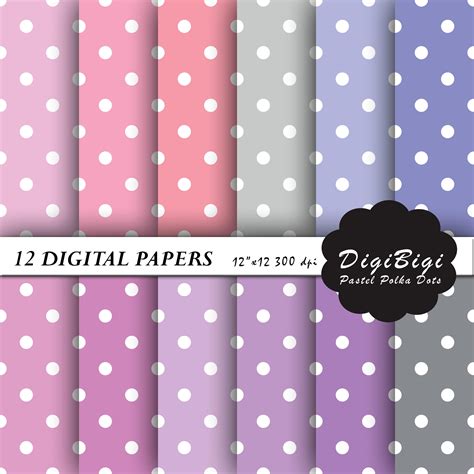 Pastel Polka Dots Digital Paper Pink Dots Paper Purple Dots Paper 12
