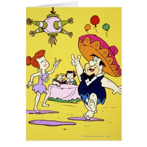 Fred Flintstone Wilma Barney And Betty Fiesta Greeting Card Zazzle