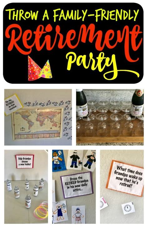Here's a collection of some of the finest retirement decoration, cakes, gifts and party favors which will help you host one of the best retirement party. Family-Friendly Retirement Party Games & Ideas - A Mom's Take