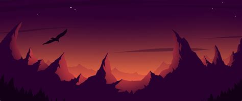 3440x1440 Resolution Eagle Mountain Sunset Minimalist 3440x1440