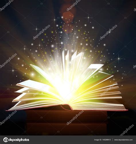 Opened Book With Magic Lights — Stock Photo © Digitalmagus 145298913