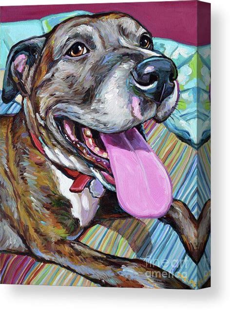 Fawn Brindle Pitbull Mix Rescue Dog Canvas Print Canvas Art By Robert