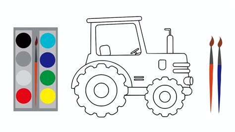 Cara Menggambar Melukis Dan Mewarnai Traktor How To Draw And