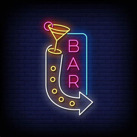 Premium Vector Neon Sign Bar With Brick Wall Background Vector