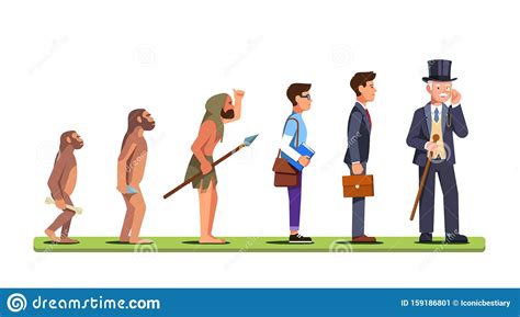 Human Evolution Stages From Ape To Business Man Cartoon Vector