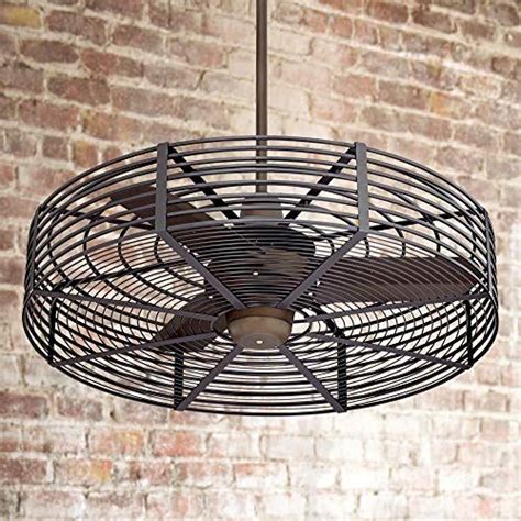32 Vintage Breeze Industrial Cage Outdoor Ceiling Fan With Remote Oil