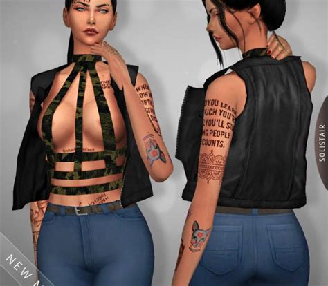 Rocker Harness Vest For The Sims 4 By Solistair Sims 4 Sims 4