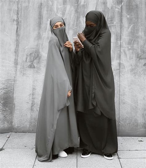 Grey Niqab Мусульманские девушки Мусульманки Абая стиль