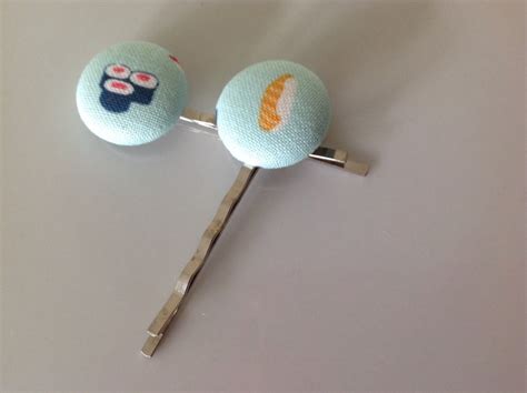 Sushi sushi bobby pin Sushi fabric covered button bobby pin | Etsy