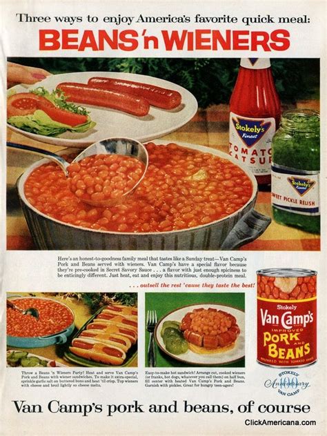 Just like any other good bean, make sure to keep the amount that the dog eats low. 3 ways to enjoy beans 'n wieners (1961) - Click Americana