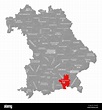 Rosenheim County in Rot hervorgehoben Karte von Bayern Deutschland ...