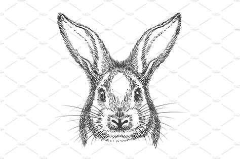 How to draw a bunny face easy. Vintage hand drawn bunny face sketch | How to draw hands ...