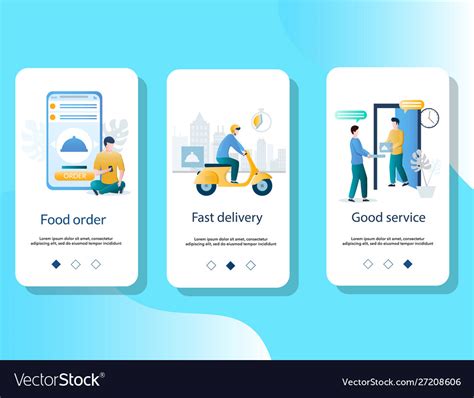 Food Delivery Mobile App Onboarding Screens Vector Image