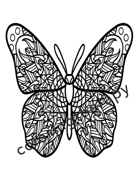 butterfly adult coloring digital book  pages coloring therapy adult coloring pages