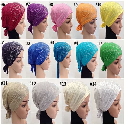 Free Shipping Full Cover Inner Muslim Cotton Diamond Hijab Cap Islamic Head Wear Hat Underscarf