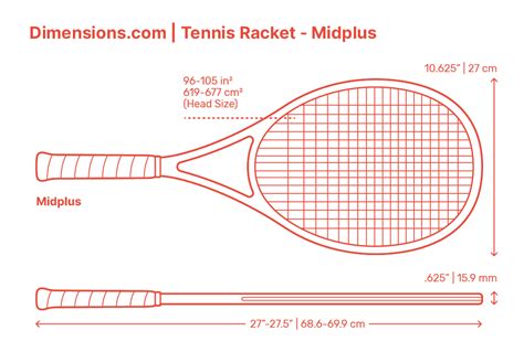 Tennis Racket Midplus Dimensions Drawings Dimensions Com