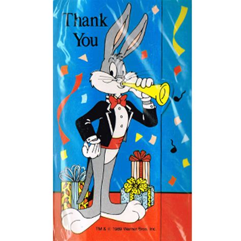 Looney Tunes Bugs Bunny Thank You Cards W Envelopes 8ct