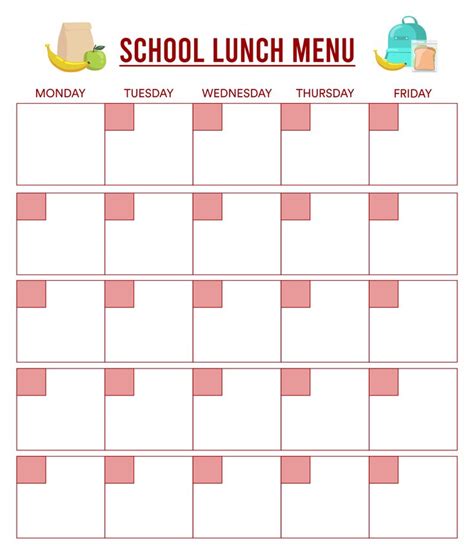 Free School Lunch Menu Templates School Lunch Menu Menu Template