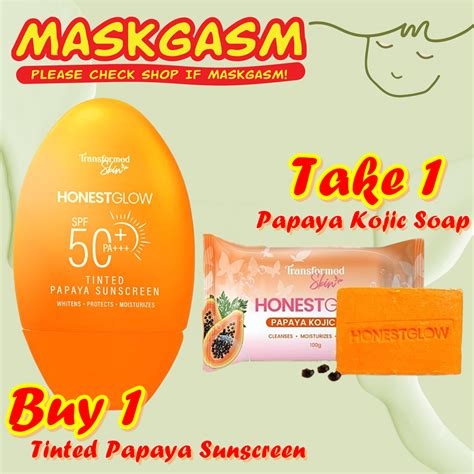 Free Kojic Soap Honest Glow Spf 50 Pa Tinted Papaya Sunscreen 50