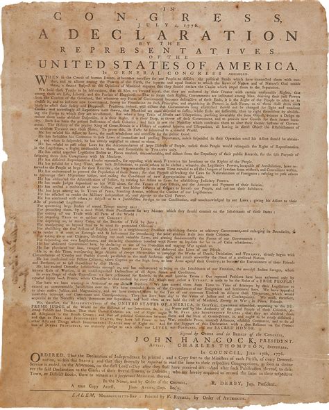 This declaration of independence, signed 236 years ago today, was in its essence, rebellious in nature. File:Russell broadside of Declaration of Independence ...