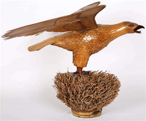 Large And Unusual Meiji Period Bamboo And Wood Model Of An Eagle For