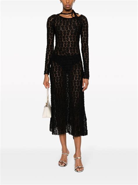 Gimaguas Maggie Floral Embroidered Sheer Lace Midi Dress Farfetch