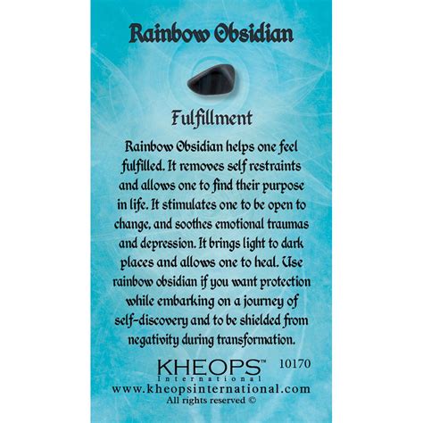 Gemstone Properties Info Card Rainbow Obsidian Each Kheops