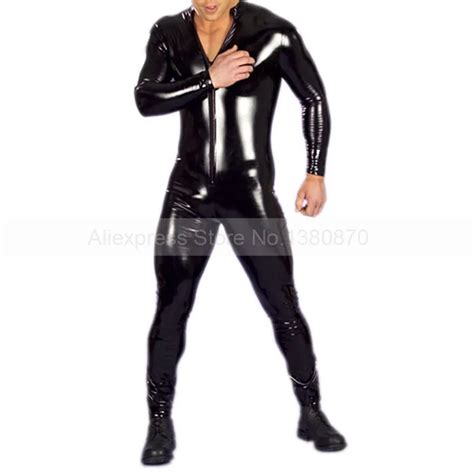 Buy Solid Black Male Latex Catsuit Rubber Latex Man
