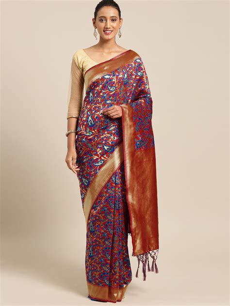 Red Banarasi Silk Jacquard Saree Elegantfashionwear In