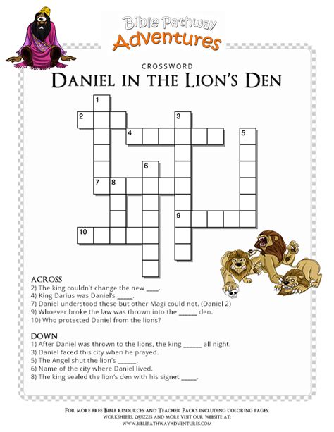 Bible Crossword Daniel And The Lions Daniel And The Lions Daniel