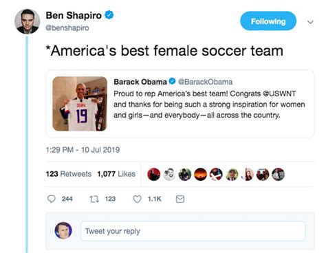 what are your thoughts on ben shapiro s comment that megan rapinoe is getting soccer contracts