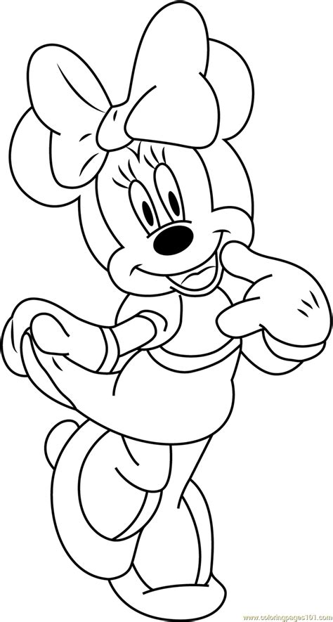 Minnie Mouse Smiling Coloring Page For Kids Free Minnie Mouse