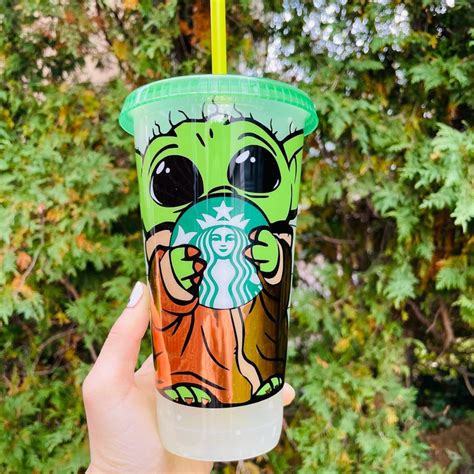 Baby Yoda Starbucks Cold Cup Venti Reusable Cup Personalized Etsy