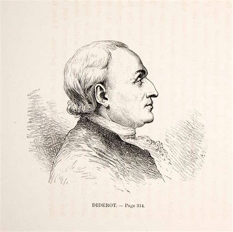 1875 Woodcut Portrait Denis Diderot French Philosopher Enlightenment X