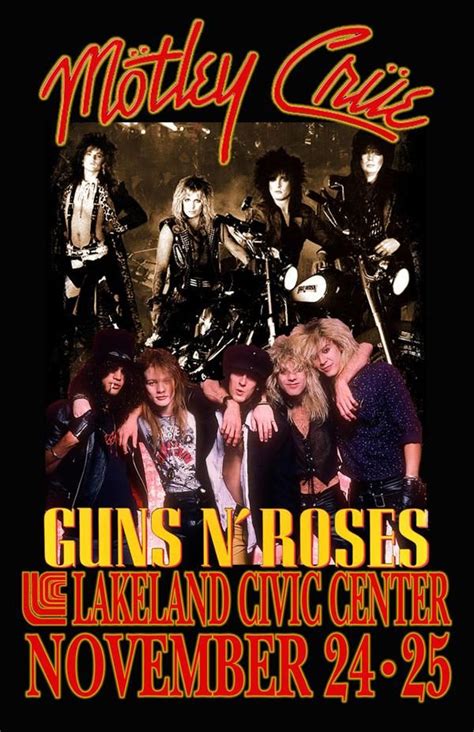MOTLEY CRUE GUNS N ROSES REPLICA 1987 CONCERT POSTER Concert