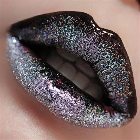 Black With Silver Glitter Lip Art By Theminaficent Instagram