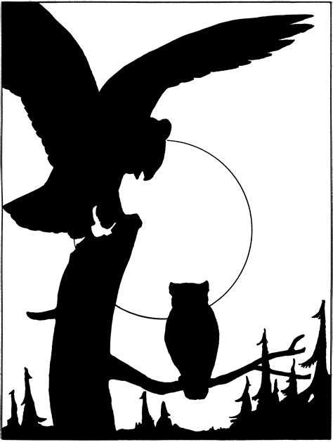 Vintage Owl Silhouette The Graphics Fairy