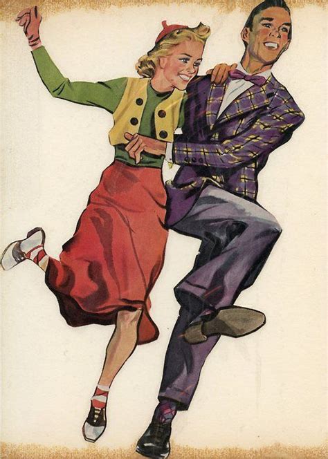 Vintage Dance Illustration Vintage Dance Lindy Hop Dance Art