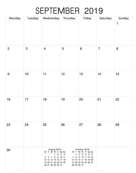 Print September 2019 Portrait Calendar September Calendar Printable