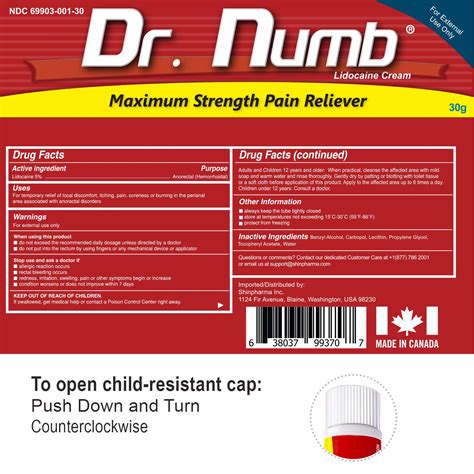 Dr Numb 5 Lidocaine Topical Anesthetic Numbing Cream For Pain Relief